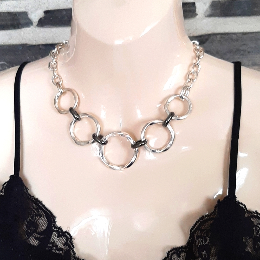 **3/$25**  Minimalist Silver/Gunmetal Tone Chainlink Necklace - GREAT CONDITION